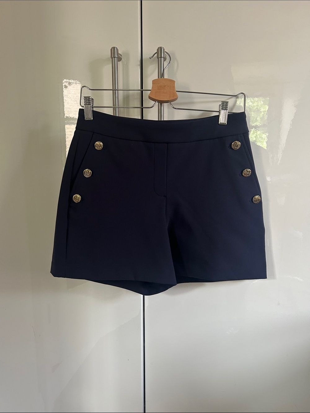 NWT Rachel Zoe Navy Sailor-Button High-Rise Shorts